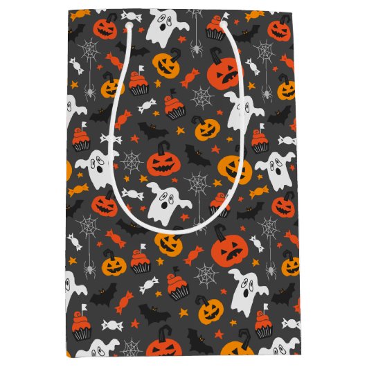 Kinder Halloween Spider Webs Ghosts Cupcakes Pumpk Medium Cadeauzakje (Voorkant)