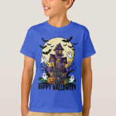 Kinder Halloween spookhuis grafisch T-shirt (Voorkant)