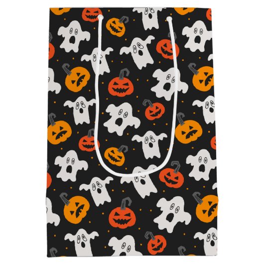 Kinder Halloween Spooky Ghosts en Jack o Lantern Medium Cadeauzakje (Achterkant)