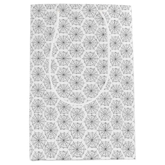 Kinder Halloween Spooky Spider Webs Zwart Wit Medium Cadeauzakje (Voorkant)