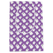 Kinder Halloween Spooky White Ghosts op Paars Medium Cadeauzakje (Voorkant)