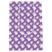 Kinder Halloween Spooky White Ghosts op Paars Medium Cadeauzakje (Achterkant)