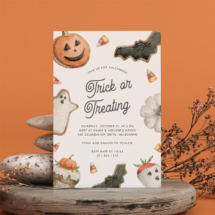 Kinder Halloween Trick of Treting Party Kaart