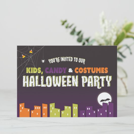 Kinder Halloween Uitnodiging (personaliseren) (Staand voorkant)
