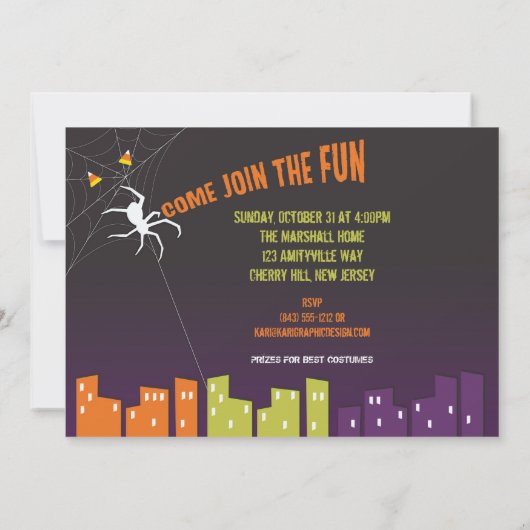 Kinder Halloween Uitnodiging (personaliseren) (Achterkant)