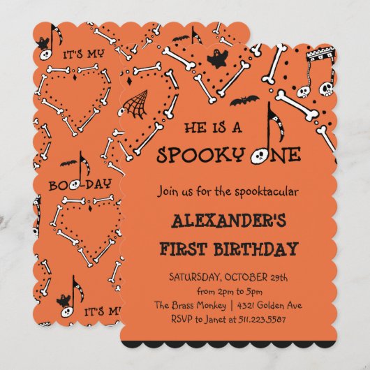 kinder Halloween Uitnodigingen Spooky One (Voorkant / Achterkant)
