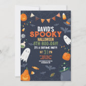 Kinder Halloween Verjaardag Party Pumpkins Ghosts Kaart (Voorkant)