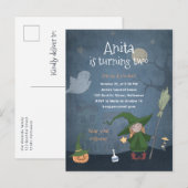 Kinder Halloween Verjaardagsfeest Kinderen Meisje Uitnodiging Briefkaart (Voorkant / Achterkant)