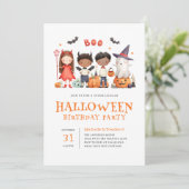 Kinder Halloween verjaardagsfeest Schattigee uitno Kaart (Staand voorkant)