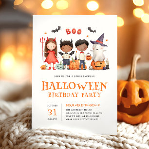 Kinder Halloween verjaardagsfeest Schattigee uitno Kaart