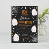 Kinder Halloween Verjaardagsfeestje Mooie Geestjes Feestdagenkaart (Staand voorkant)