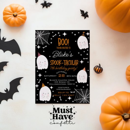 Kinder Halloween Verjaardagsfeestje Mooie Geestjes Feestdagenkaart