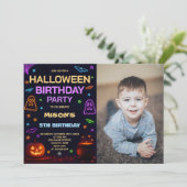 Kinder Halloween verjaardagsuitnodiging | Boo Bash Kaart (Staand voorkant)