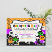 Kinder Halloween verjaardagsuitnodiging Kostuumfee Kaart (Staand voorkant)