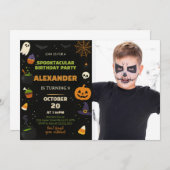 Kinder Halloween verjaardagsuitnodiging met foto Kaart (Voorkant / Achterkant)