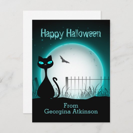 Kinder Halloween zwarte kat Briefkaart (Voorkant / Achterkant)