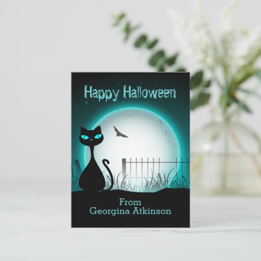 Kinder Halloween zwarte kat Briefkaart (Staand voorkant)