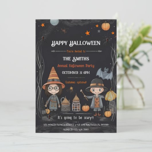 Kinder Halloweenfeest Uitnodigen Kaart (Staand voorkant)