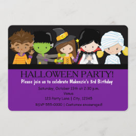 Kinder Halloweenkostuum verjaardagsfeestje uitnodi Kaart