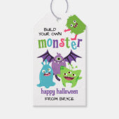 Kinder Halloweenparty bouwt je eigen monster Cadeaulabel (Voorkant)