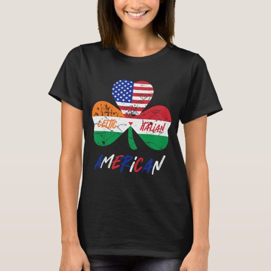 Kinder halve Ierse halve Italiaanse vlag Shamroc T-shirt (Voorkant)