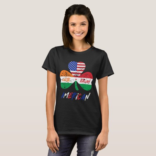 Kinder halve Ierse halve Italiaanse vlag Shamroc T-shirt (Voorkant volledig)