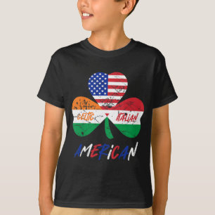 Kinder halve Ierse halve Italiaanse vlag Shamroc T-shirt