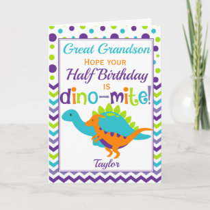 Kinder halve verjaardag 6 maanden Dinosaur Dino-Mi Kaart
