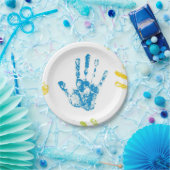 Kinder handafdrukken in verf papieren bordje (Feest)