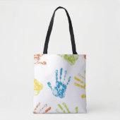Kinder handafdrukken in verf tote bag (Voorkant)
