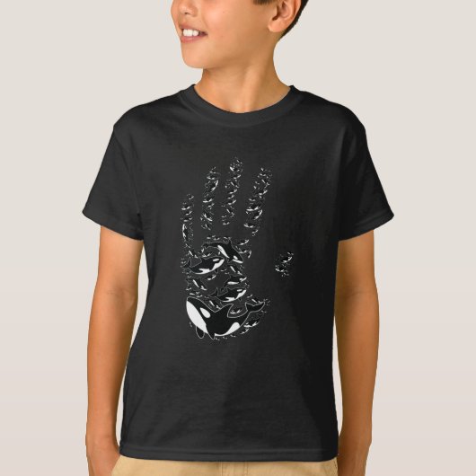 Kinder handdruk Orca Killer Whale T-shirt (Voorkant)