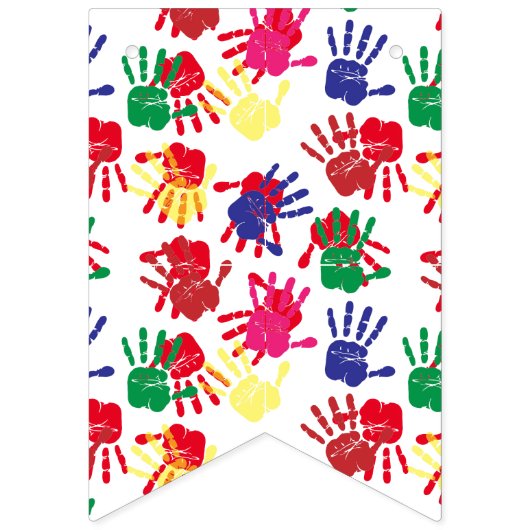 Kinder handdrukken met schilderwerk Kunstpartij Bi Vlaggetjes (Derde vlag)