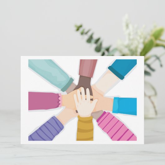 Kinder handen samen uitnodigingen (Staand voorkant)