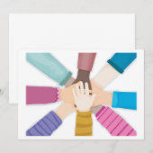 Kinder handen samen uitnodigingen (Voorkant / Achterkant)