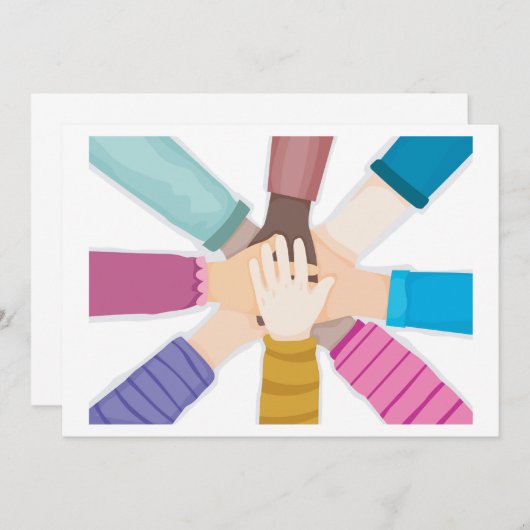 Kinder handen samen uitnodigingen (Voorkant / Achterkant)