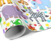 Kinder Happy Animal Birthday Cadeaupapier (Rol Hoek)