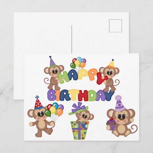 Kinder Happy Birthday Briefkaart (Voorkant / Achterkant)
