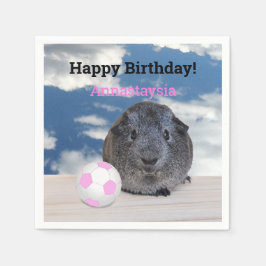 Kinder Happy Birthday Cavia Pig Pink Voetbal Servet