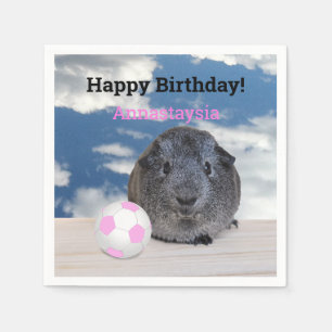 Kinder Happy Birthday Cavia Pig Pink Voetbal Servet