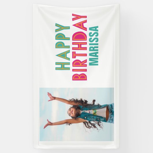 Kinder Happy Birthday-foto Spandoek (Verticaal)