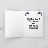 Kinder Happy Birthday Fun Shiny Blue Jumping Dolph Kaart (Binnen)