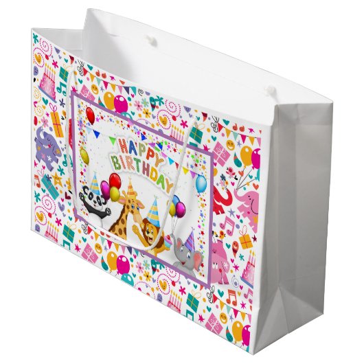 Kinder Happy Birthday Groot Cadeauzakje (Voorkant Gekanteld)