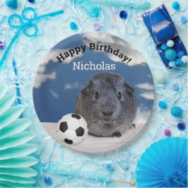 Kinder Happy Birthday Guinea Pig Voetbal Aangepast Papieren Bordje