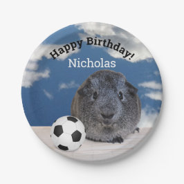 Kinder Happy Birthday Guinea Pig Voetbal Aangepast Papieren Bordje