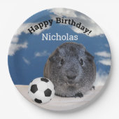 Kinder Happy Birthday Guinea Pig Voetbal Aangepast Papieren Bordje (Voorkant)