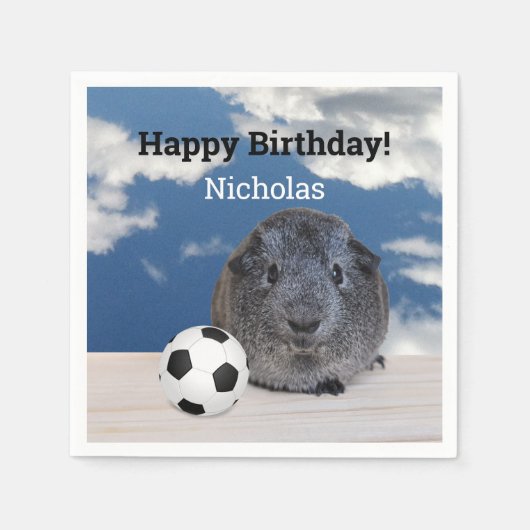 Kinder Happy Birthday Guinee Pig Voetbal Servet (Voorkant)