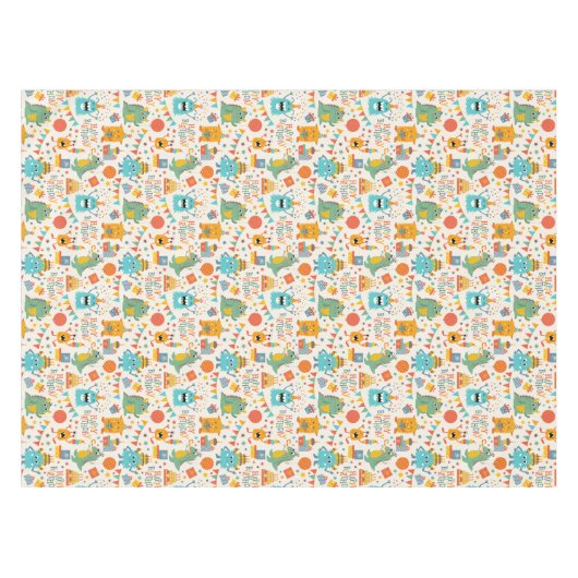 Kinder Happy Birthday Monsters Tafelkleed (Voorkant (Horizontaal))