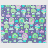 Kinder Happy Birthday Paars roze kalveren Cadeaupapier (Vlak)