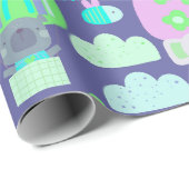 Kinder Happy Birthday Paars roze kalveren Cadeaupapier (Rol Hoek)