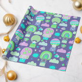 Kinder Happy Birthday Paars roze kalveren Cadeaupapier